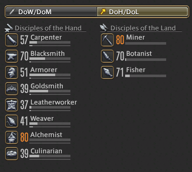 ffxiv crafting jobs